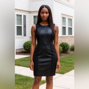 BCBG Max Azria Kellen Black Dress Size 4 Faux suede, Stretch